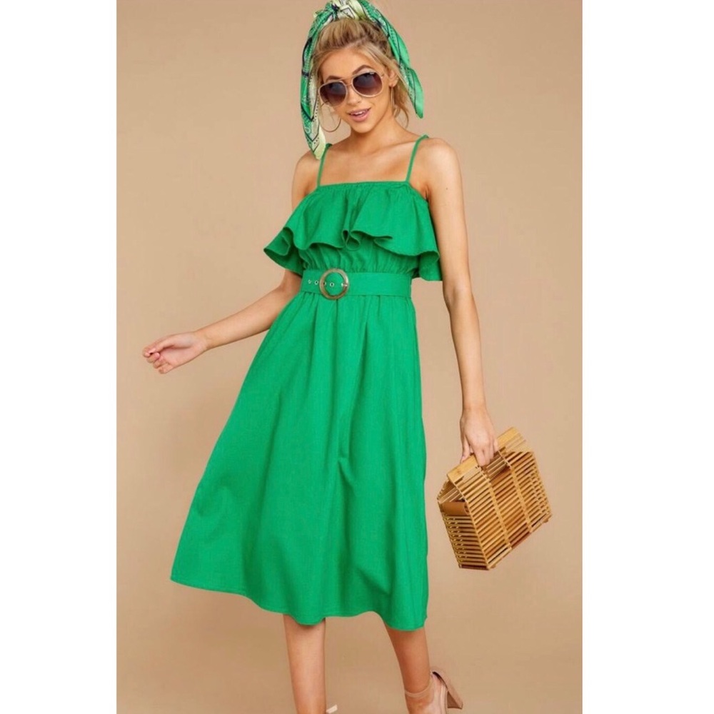 Red Dress boutique Passport Ready Green Midi Dress